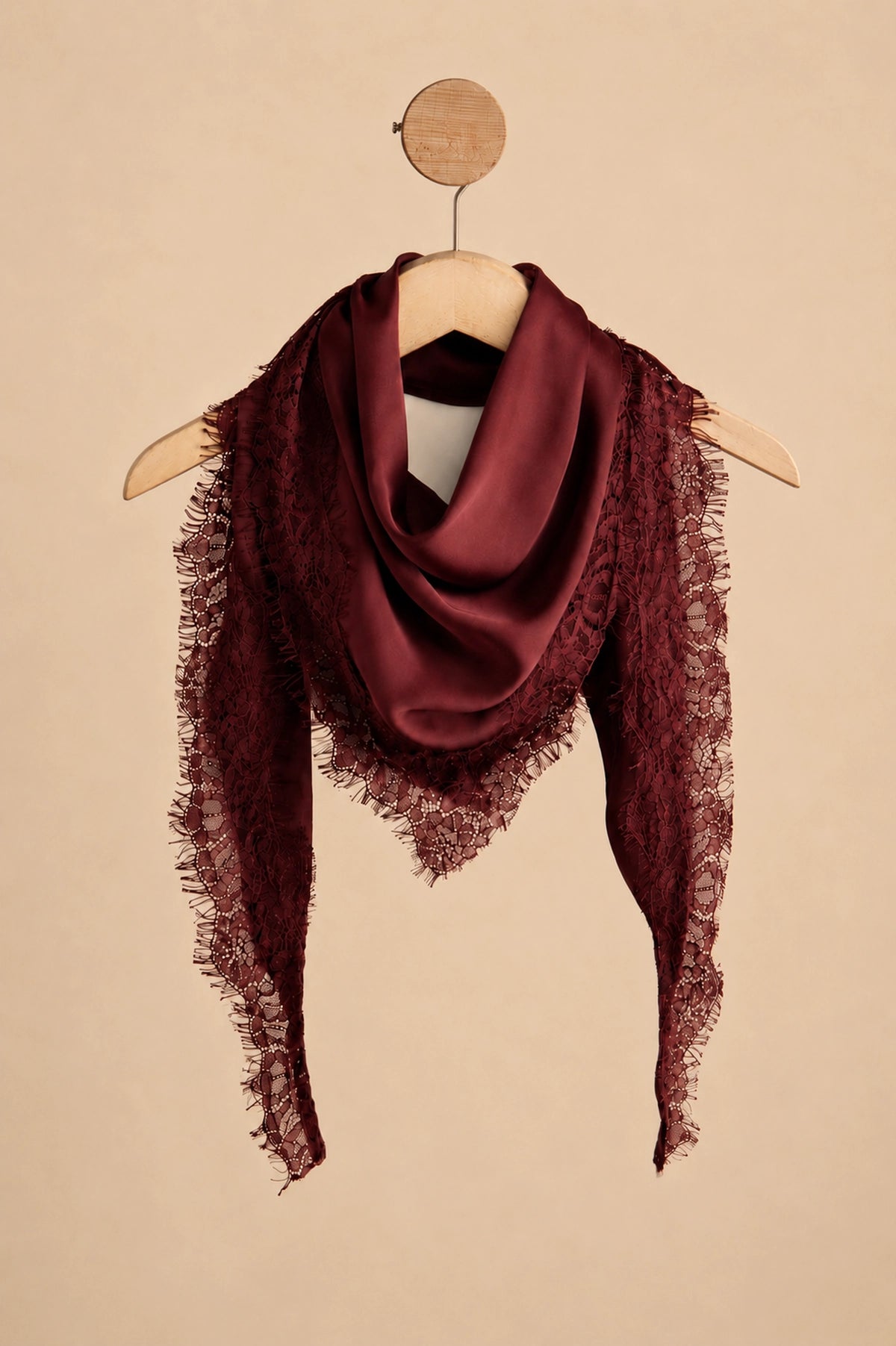 Lace Trim Silk Scarf