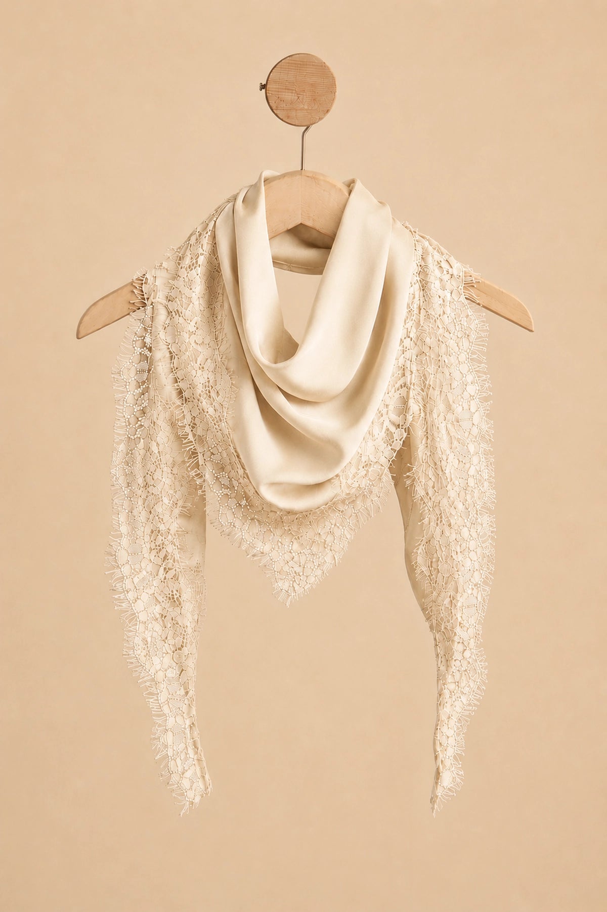 Lace Trim Silk Scarf