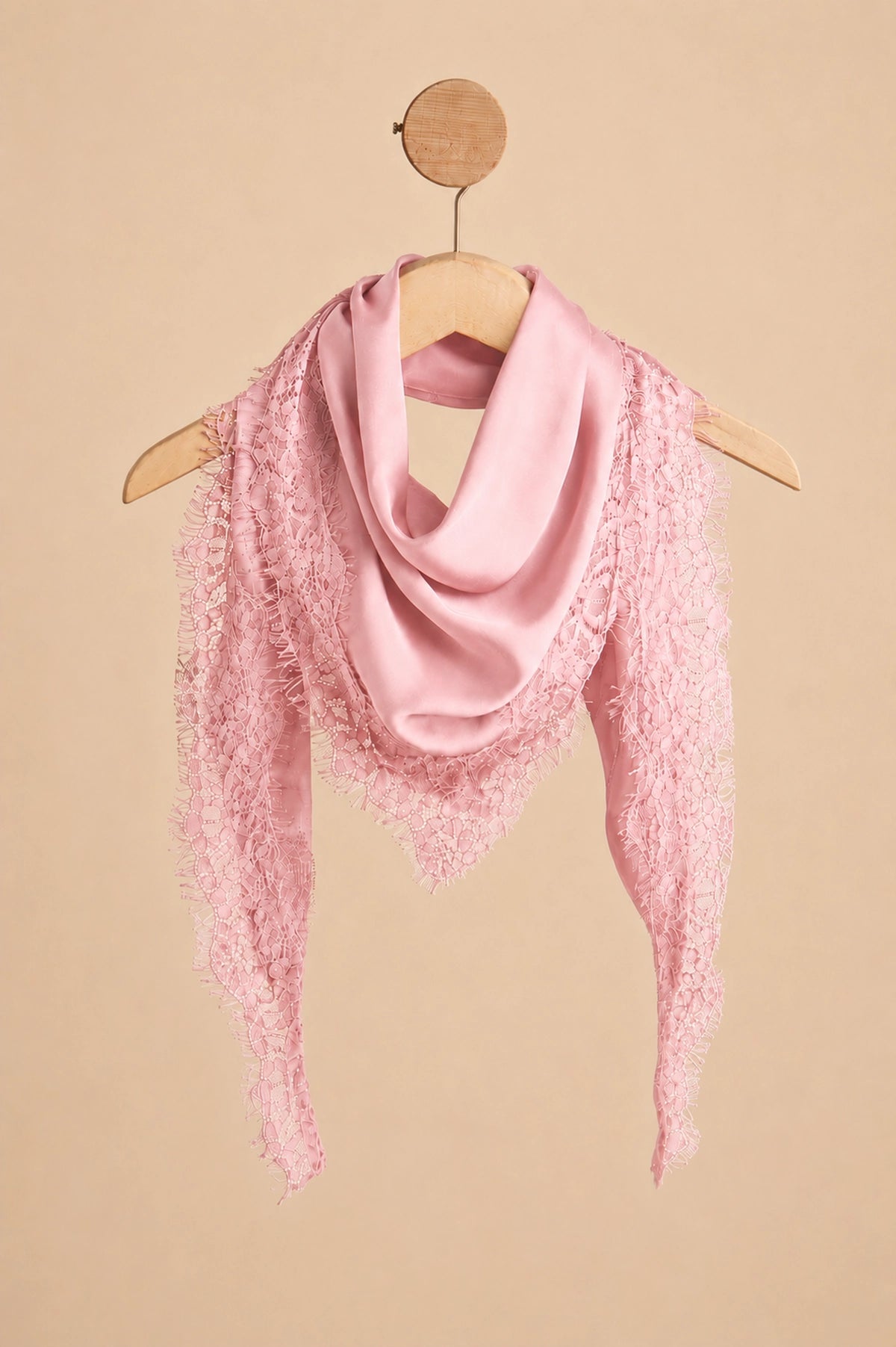 Lace Trim Silk Scarf