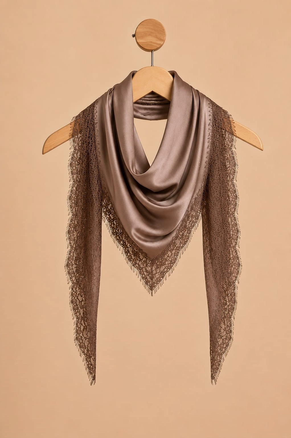 Lace Trim Silk Scarf