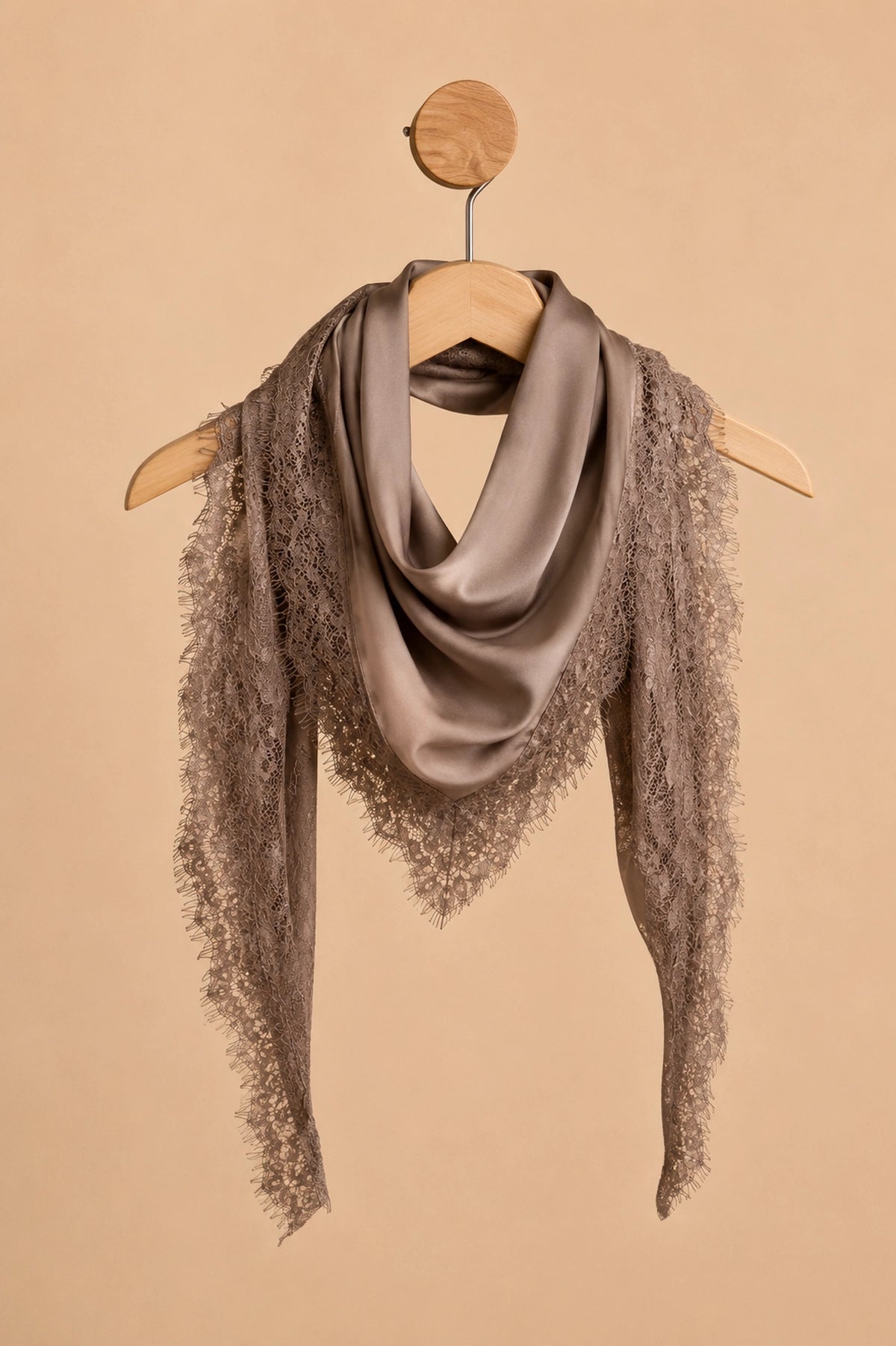 Lace Trim Silk Scarf