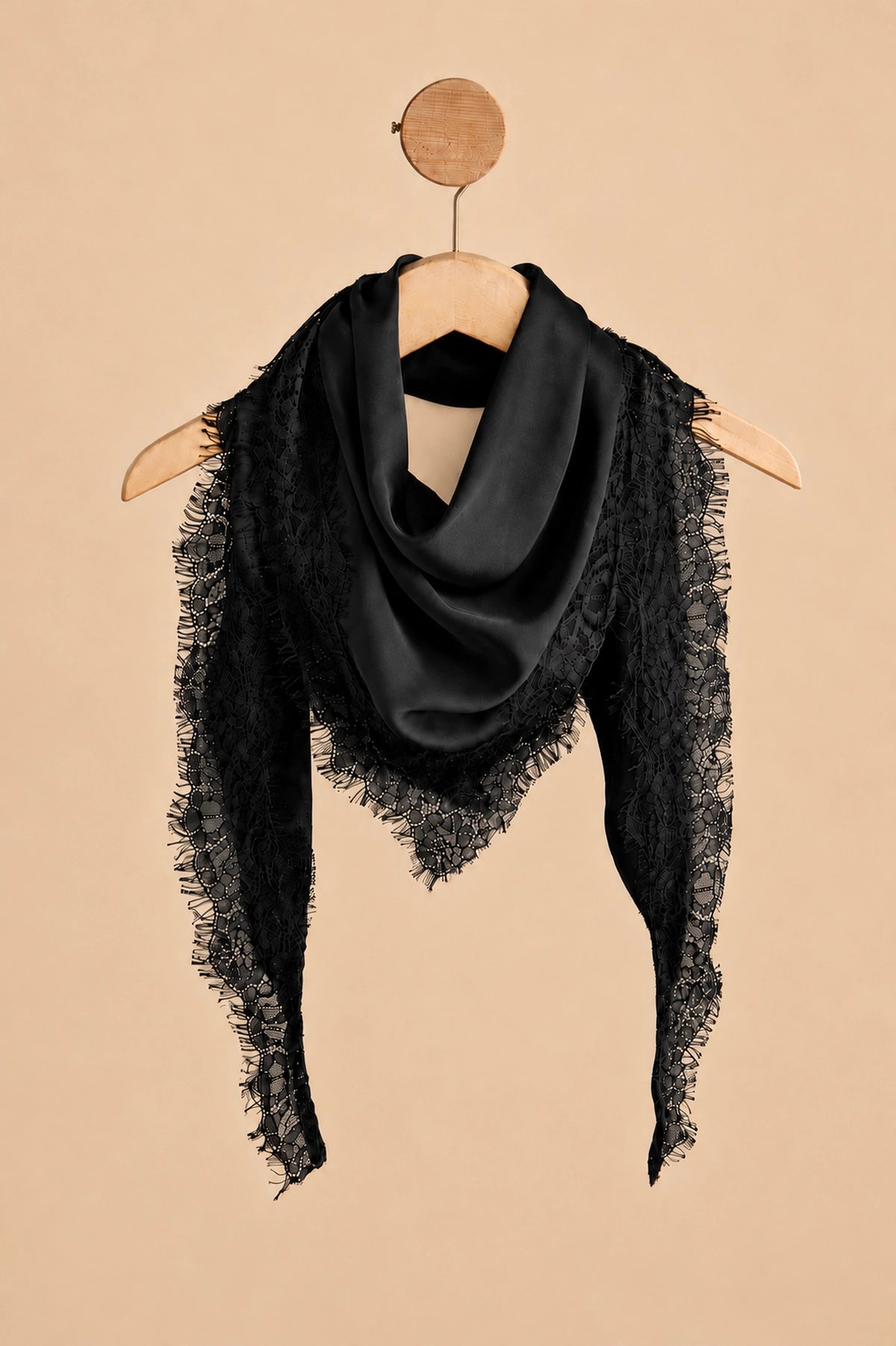 Lace Trim Silk Scarf