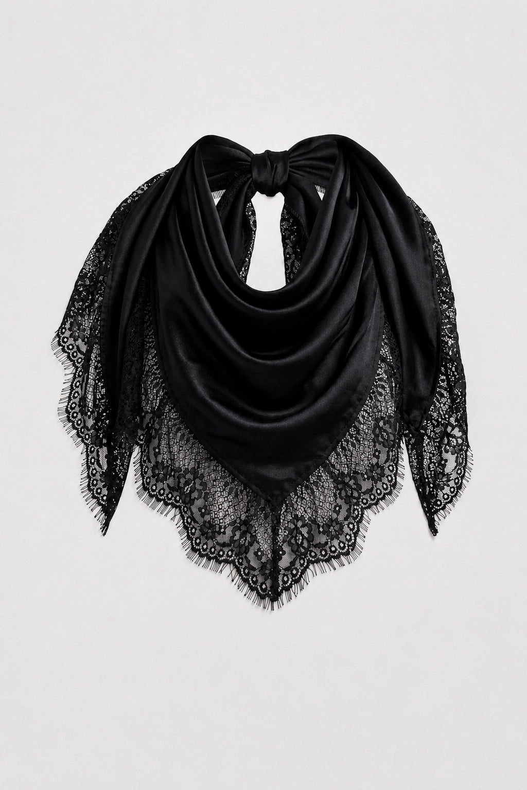Lace Trim Silk Scarf