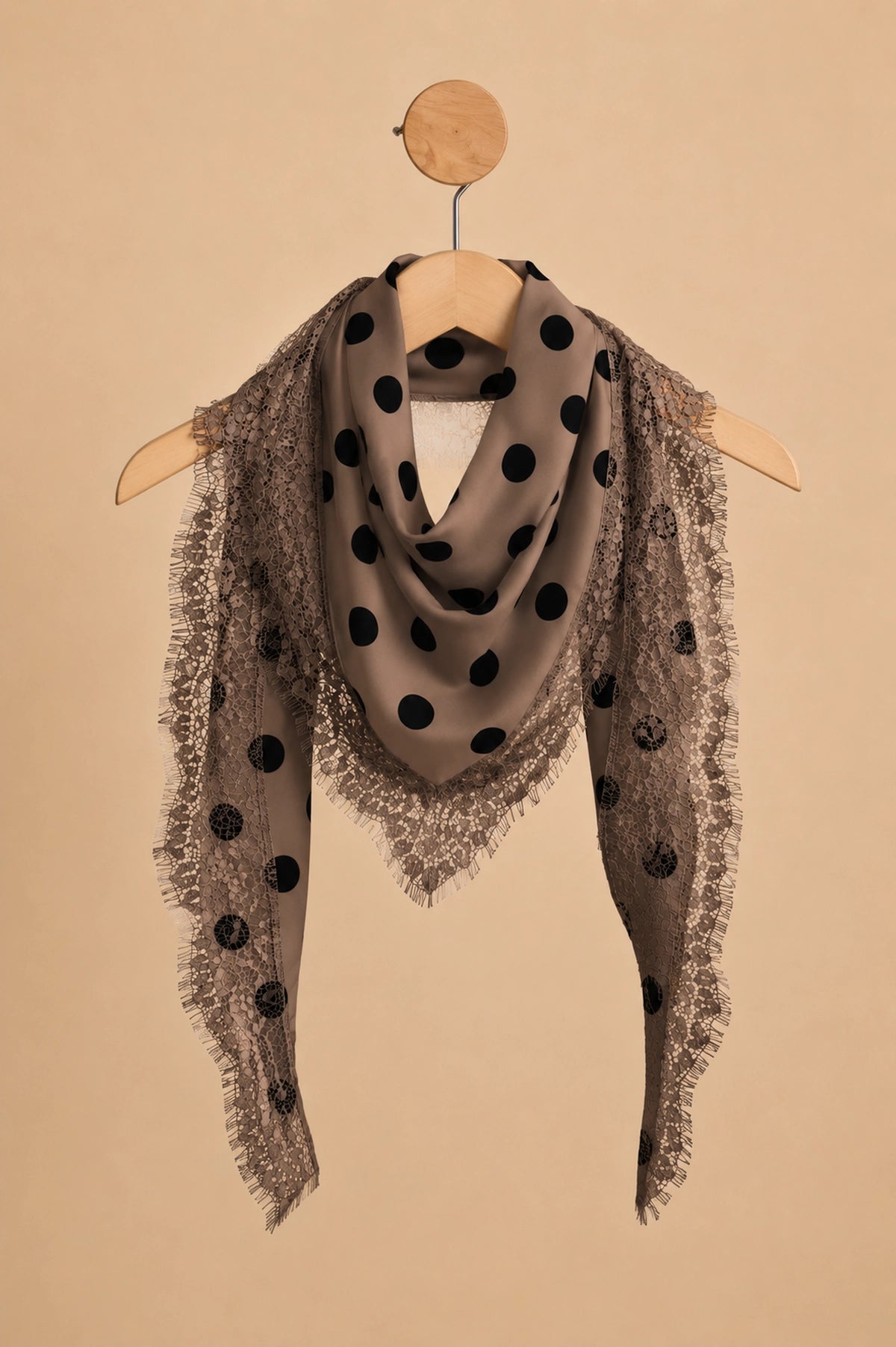 Lace Trim Silk Scarf
