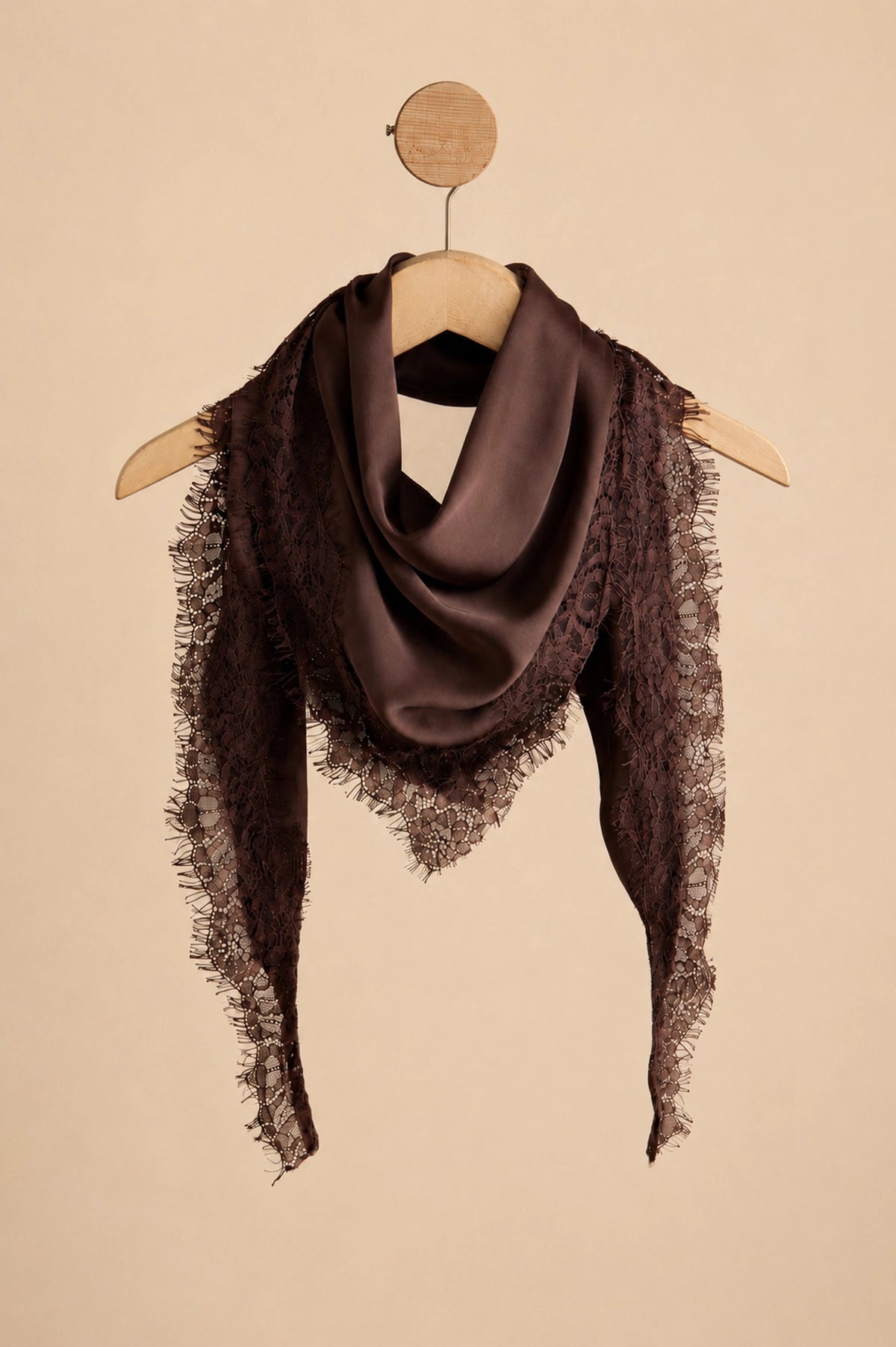 Lace Trim Silk Scarf